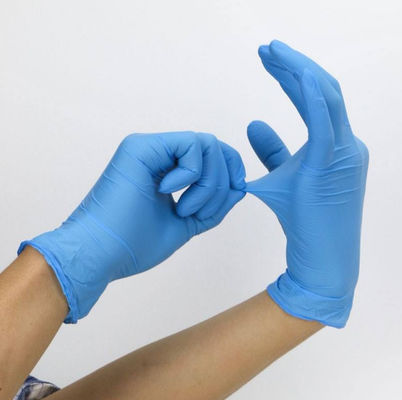 Guanti eliminabili medi del nitrile, colore durevole del blu dei guanti dell'esame del nitrile